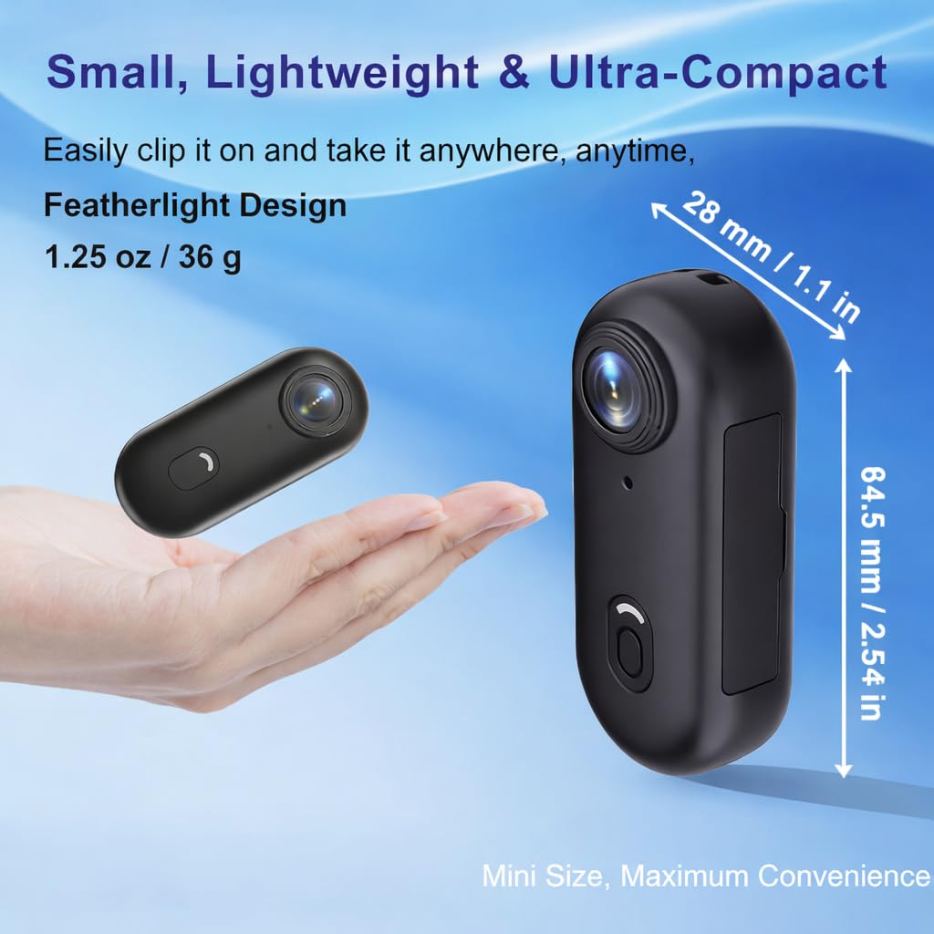 Caméra Sport 4K WiFi Étanche Aimanté Mains Libres - Mini Action Cam Portable avec Clip 360° Angle 120°,Enregistrement en Boucle, Caméra Vlog POV pour Moto Casque,Velo, Équitation, Ski et Animaux Noir - 5