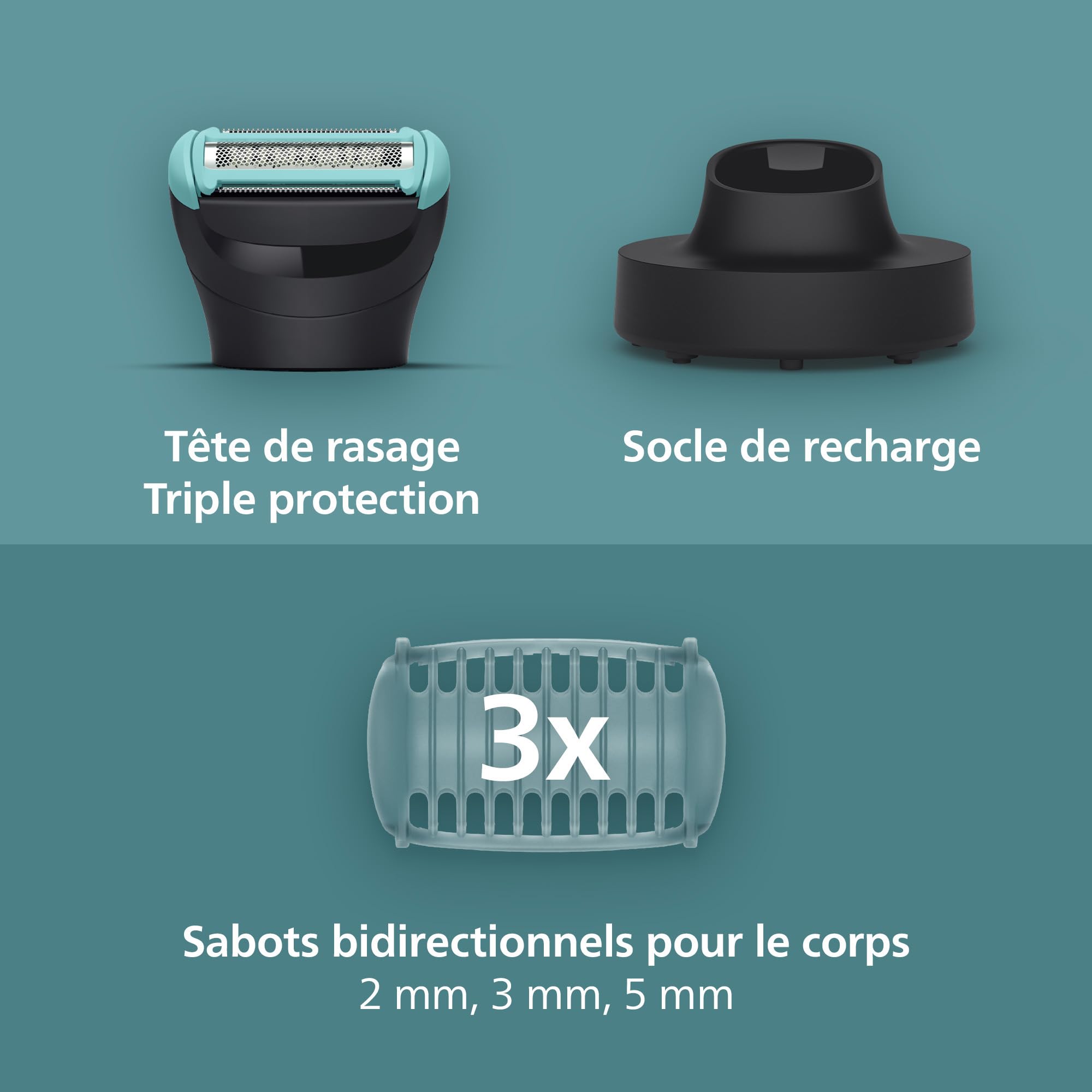 Philips Bodygroom série 5000 - tondeuse pour hommes avec système de rasage Triple protection, taille des poils et rasage des zones intimes, 100% étanche, autonomie de 100 min, modèle BG5485/30