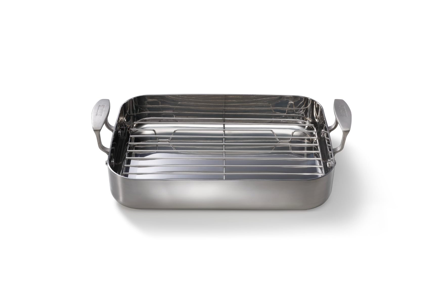 SKOTTSBERG Edelstahl Bräter mit Rost - 35x25 cm – PFAS‑frei, spülmaschinenfest - für Induktion, Gas, Ceran & Backofen