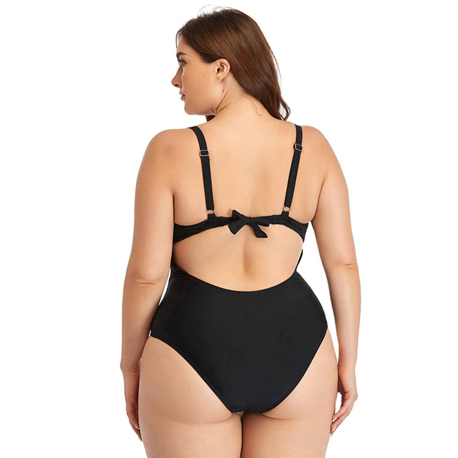 Sukienka pływacka plus size, czarna, śliczny jednoczęściowy strój kąpielowy dla kobiet z Guaze na imprezę na plaży, na zewnątrz, rozmiar L-5XL, Czarny, XL-XXL duże rozmiary