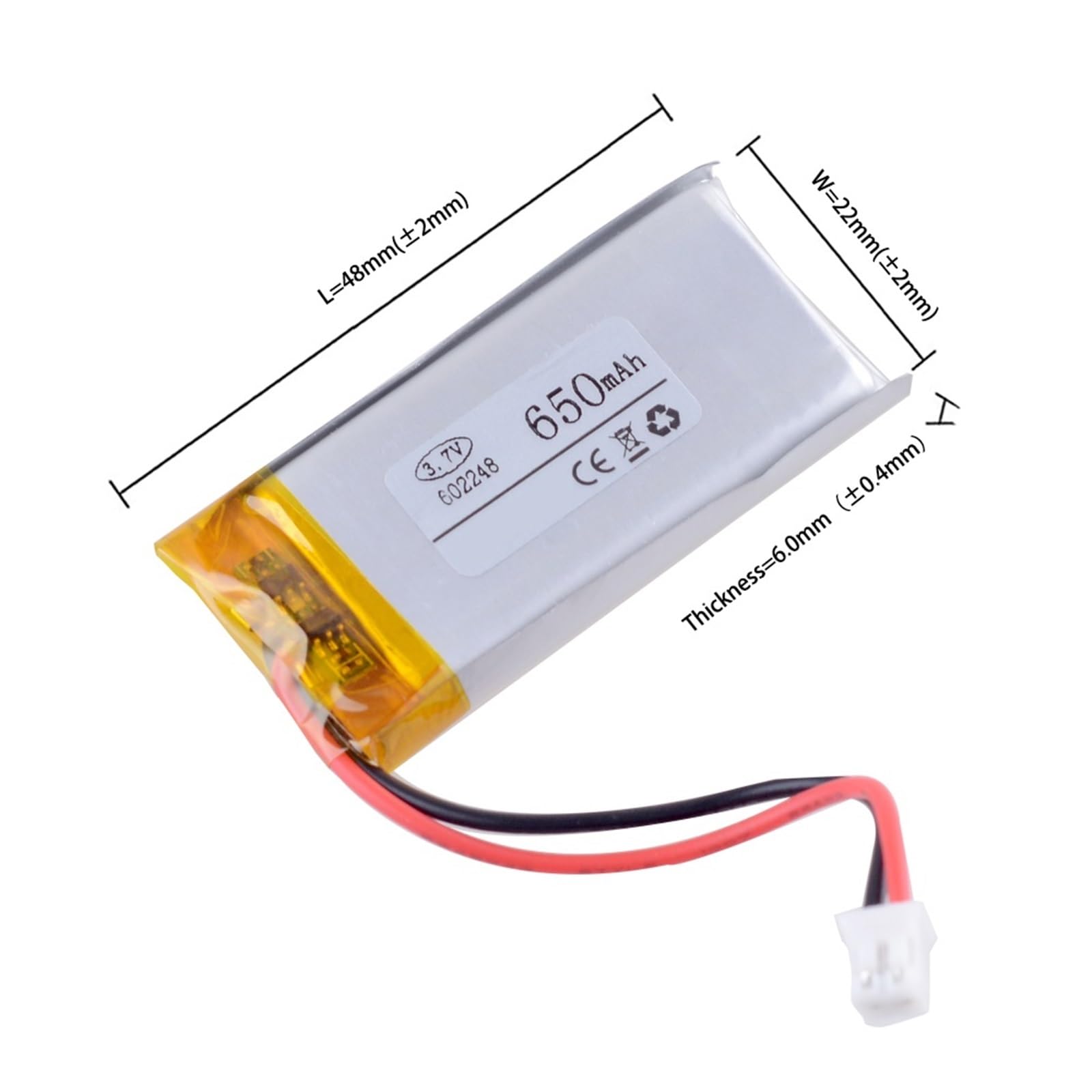 602248 3,7 V 650 mAh, 1/5 pièces(5pcs)