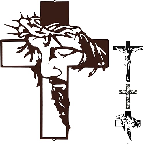 iwaki Impresionante cruz de pared tallada calada para decoración de iglesia, hogar, oficina y bautismo, crucifijo antiguo único con intrincados