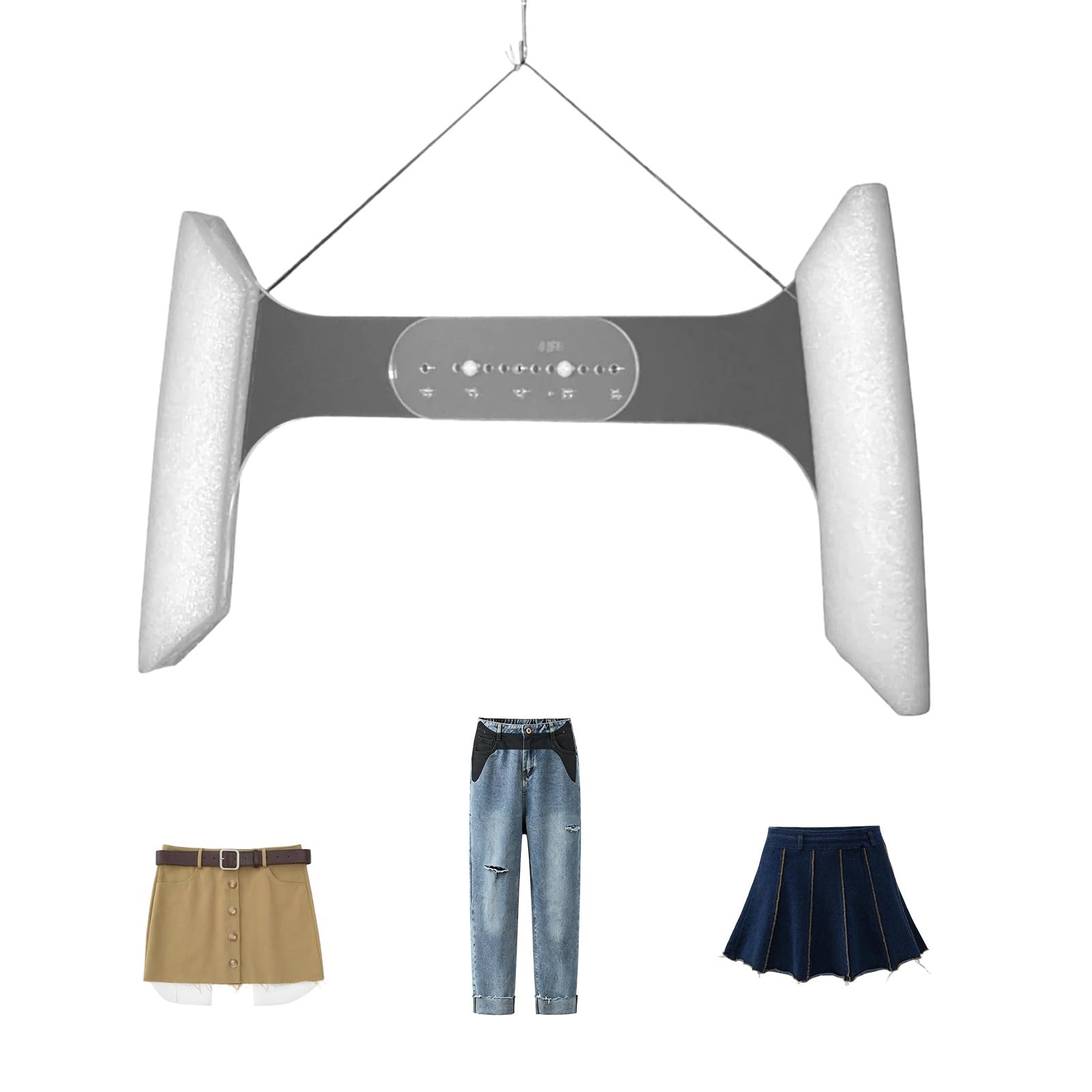 Invisible Clothing Mannequin Hanger, Transparent Acrylic Photography Wall Mount Display Pants Rack with Foam Strips & Fishing Line, Adjustable Acrylic Dress Form Torso