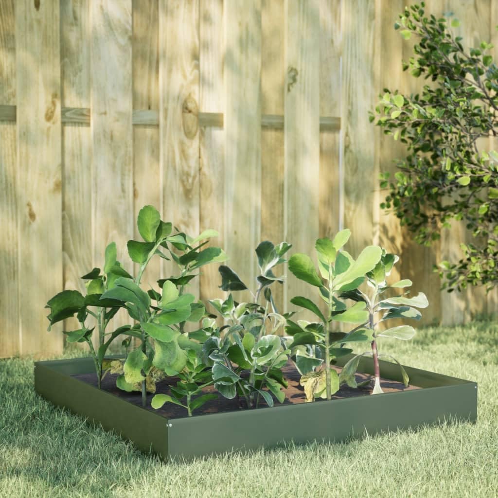 ShGaxin Arriate in Acciaio Verde Oliva 100x100x26 cm, Tavolo Da Coltivo, Orto Domestico, Coltivazione Di Piante Aromatiche, Arriate Da Giardino - 851020