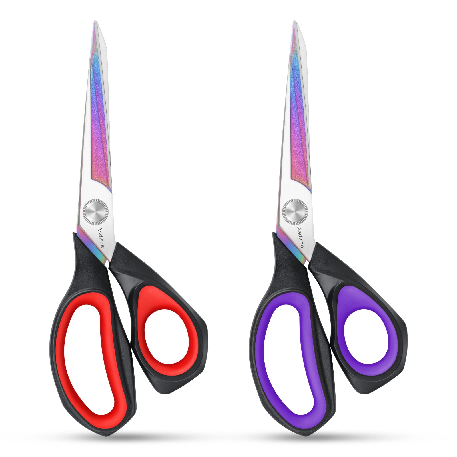 AsdirneProfessional Fabric Scissors, Heavy Duty Titanium Coating Sewing Scissors, Ultra-Sharp Blade Tailor Scissors, Ergonomic Rubber Handle, Great for Craft, Sewing and Daily Use, 24cm, 2 Pack