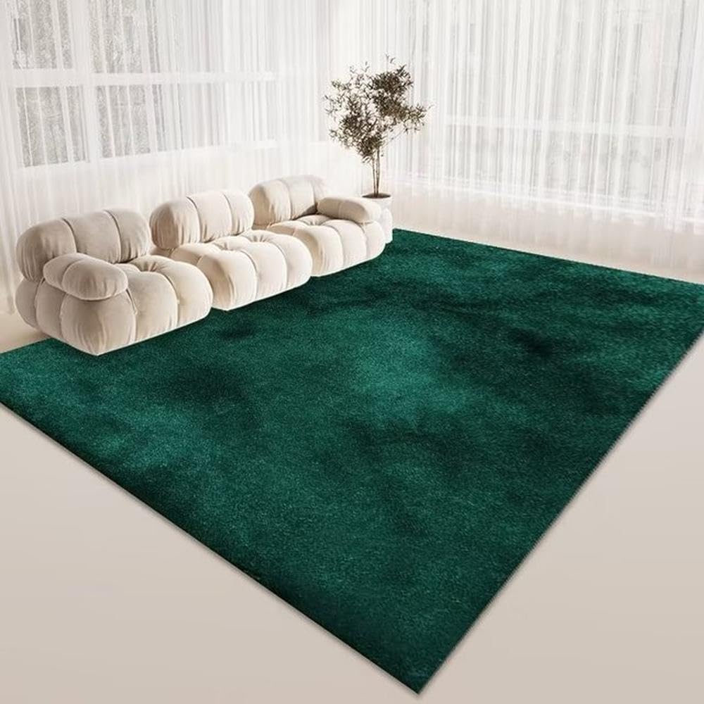 Tapis de sol en flanelle douce verte style américain pour une décoration de chambre élégante