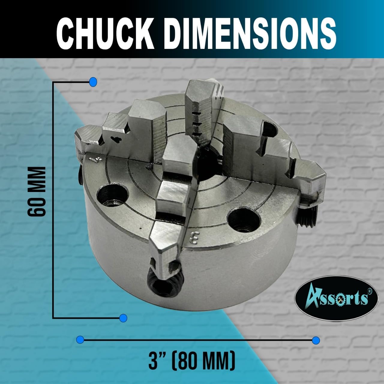 Assorts 80 mm 4 Jaws Independent Dog chuck with Back Plate & T nuts for Rotary Table
