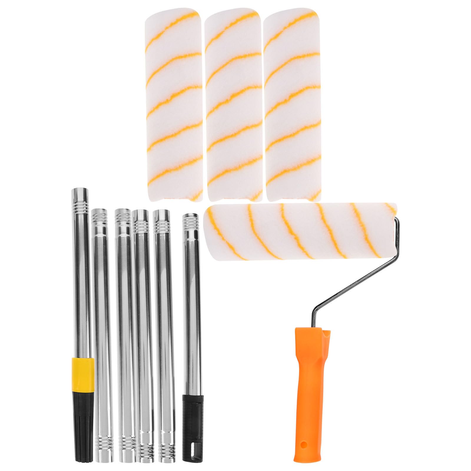 Rouleau à Peinture avec Perche Télescopique 1,8m en Acier Inoxydable, Manche Ergonomique et Détachable pour Peinture Murale et Plafond Maison