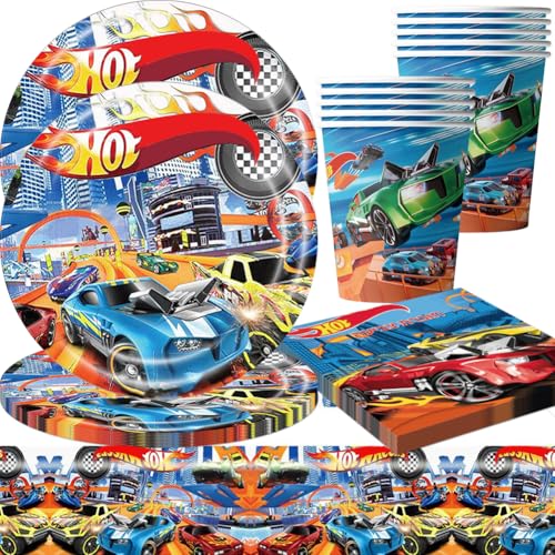 41 peças Louça de festa para carro, conjunto de louça de aniversário, auto-louça de aniversário, até mesmo pratos guardanapo caneca toalhas de mesa, conjunto de louça de festa de aniversário