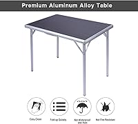 Vista 9 de REDCAMP Mesa plegable de aluminio para campamento, mesa de picnic portátil ligera con patas plegables y asa, ideal para interiores y exteriores