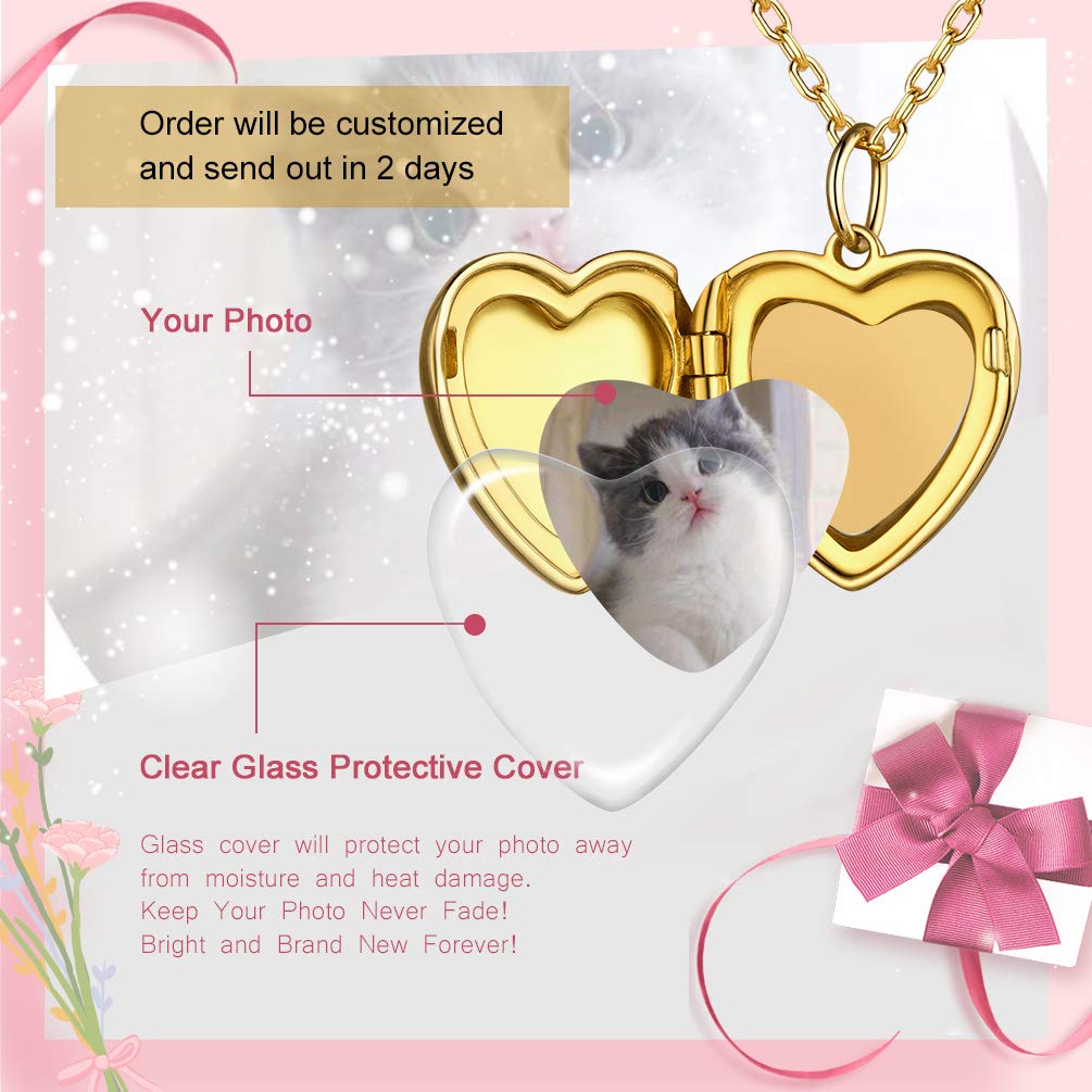 PROSILVER Medaillon aufklappbar mit Kette personalisiert Herz/Oval/Runde Anhänger Halskette Foto Bilder Amulett zum Öffnen 925 Silber/18k vergoldet Souvenir Schmuck für Frauen Mutter Tochter