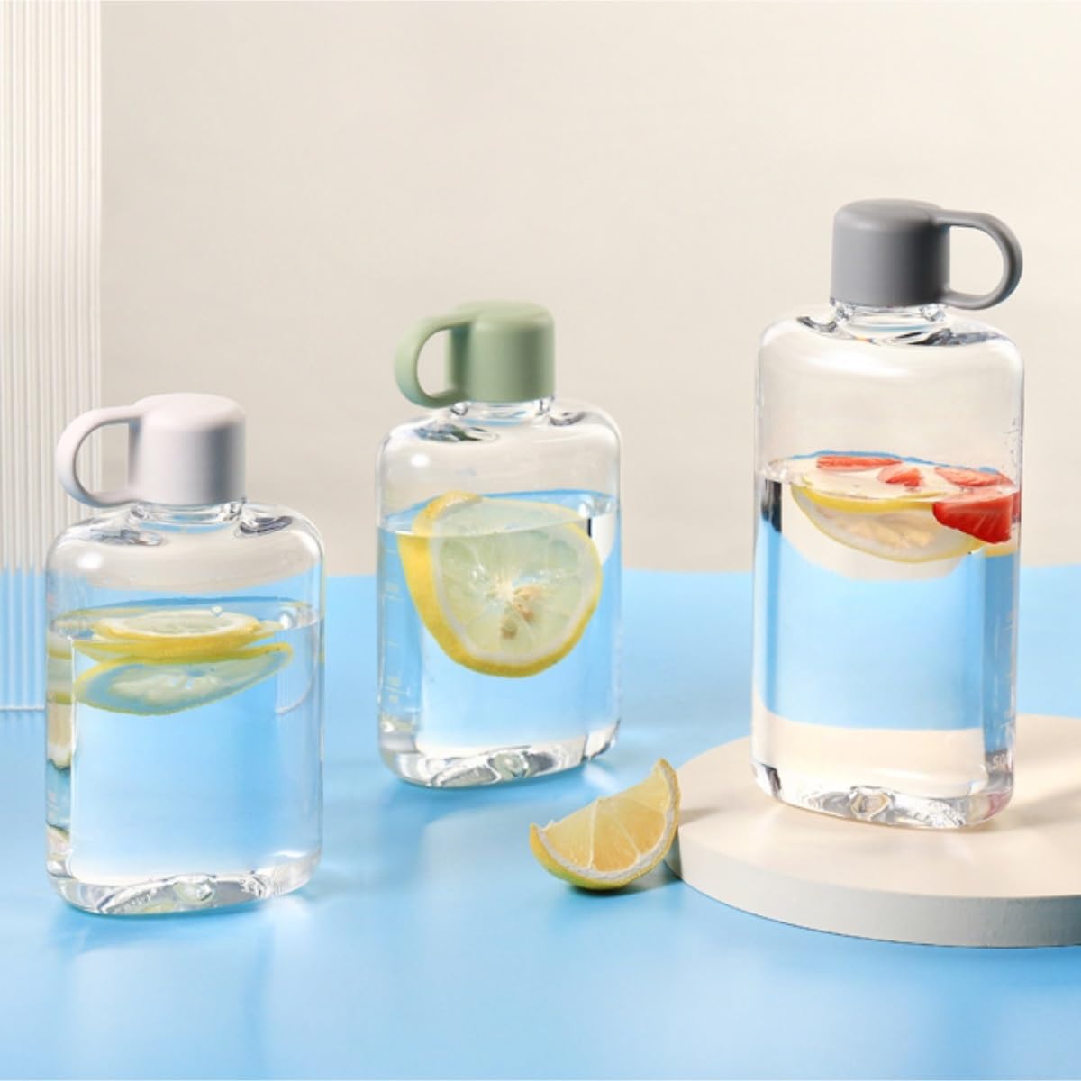 Botella Agua Gimnasio Taza De Agua Portátil De Mano Portátil De Pequeña Capacidad De Color Sólido Transparente De Tetera De Plástico Simple Botella Agua Deporte(Grün,15cm)
