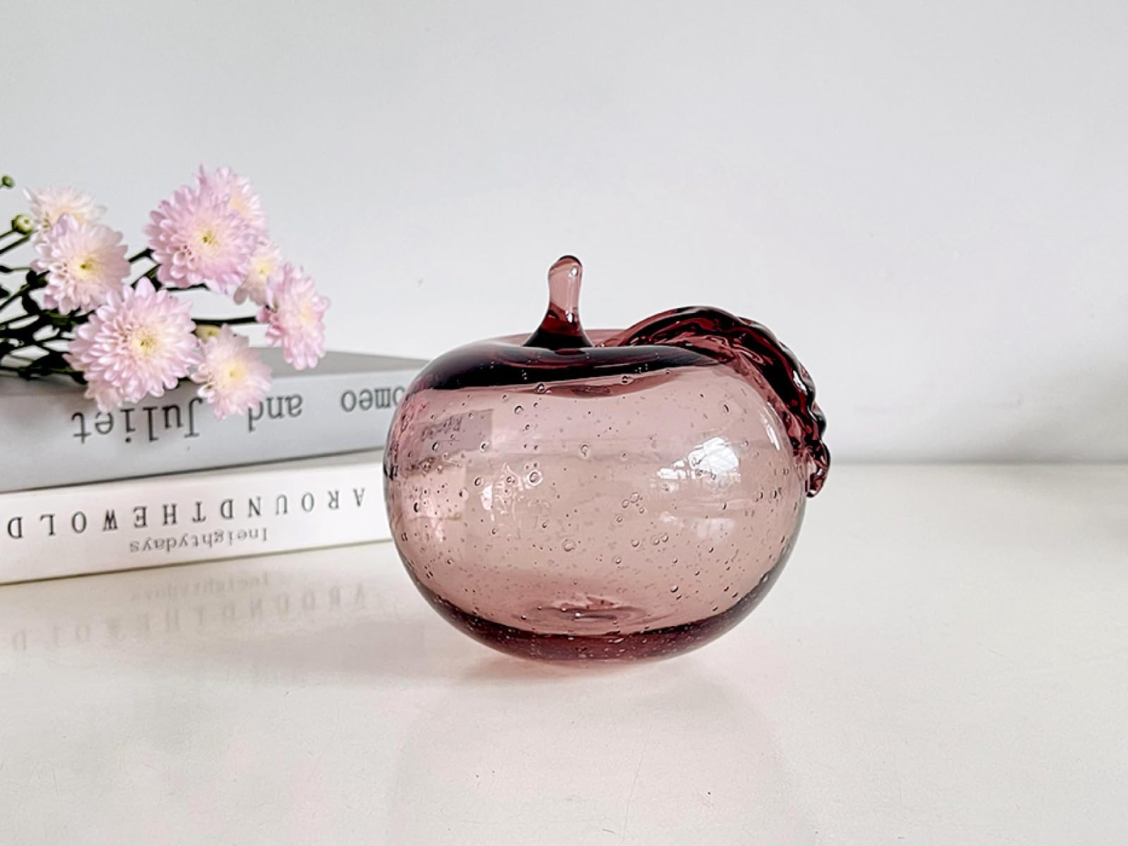 Dytartzx Coloured Glaze Art Fruit Apples Glass Figurine Handmade Sculpture Blown Paperweights Ornament Home Table Decor