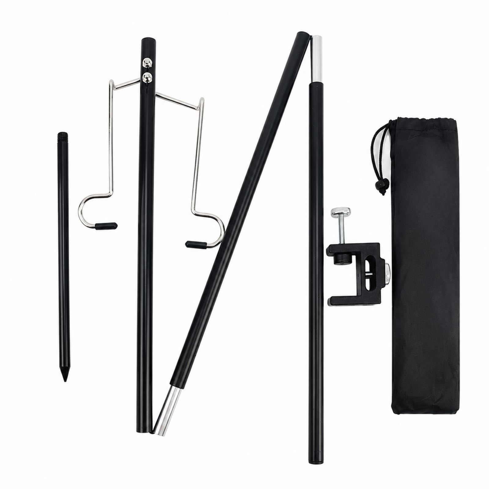 Portable Folding Camping Lantern Pole Outdoor Aluminum Alloy Light Stand for Camping Lighting Double Hook Dual-Use-image-42