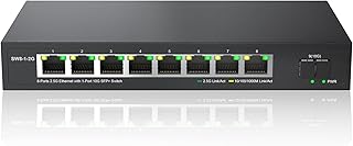 Real HD 8 Port 2.5G Ethernet Switch Unmanaged Network Switch with 8 x 2.5 Gigabit | 1 x 10G SFP+ | Work with 10-100-1000Mbps Devices | 60G Bandwidth | Plug & Play | Fanless Quiet Metal Internet Switch
