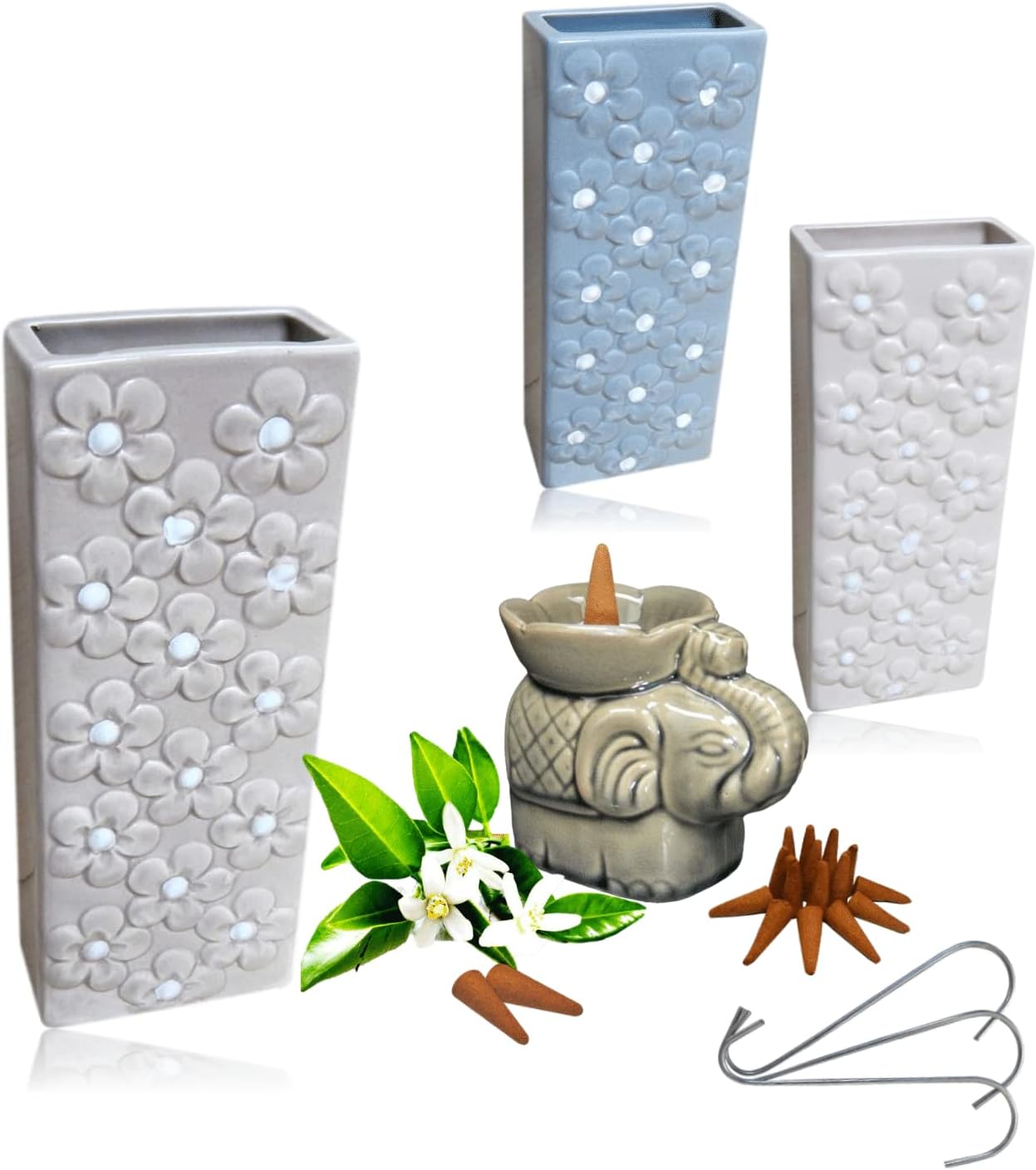 Humidificador Radiador, Juego de 3 Humidificadores Ambientadores Para Radiadores de Cerámica Evaporador Cerámico de Agua Colgante Para Calefacción 1x Quemador de Incienso y Aceite Esencial