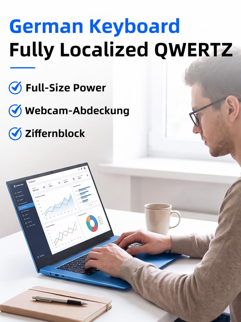 Ordenador portátil IPS Full HD de 18,5 pulgadas, 16 GB de RAM, 256 GB SSD Core i3, productividad AI, WiFi 6, Bluetooth 5.2, puerto multifunción USB-C, ideal para la oficina en casa, el estudio | Core i3, productividad AI, WiFi 6, Bluetooth 5.2, totalmente