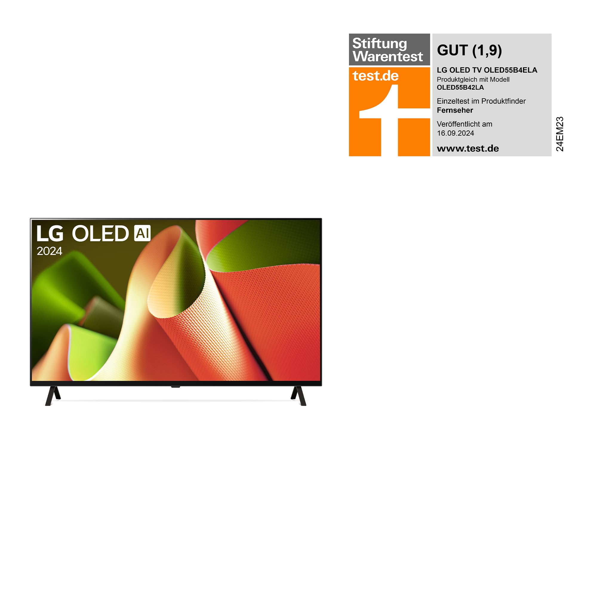 LG OLED55B4ELA TV 139 cm (55 Zoll) OLED Fernseher (α8 4K AI-Prozessor, webOS 24, Dolby Vision, bis zu 120Hz) [Modelljahr 2024]