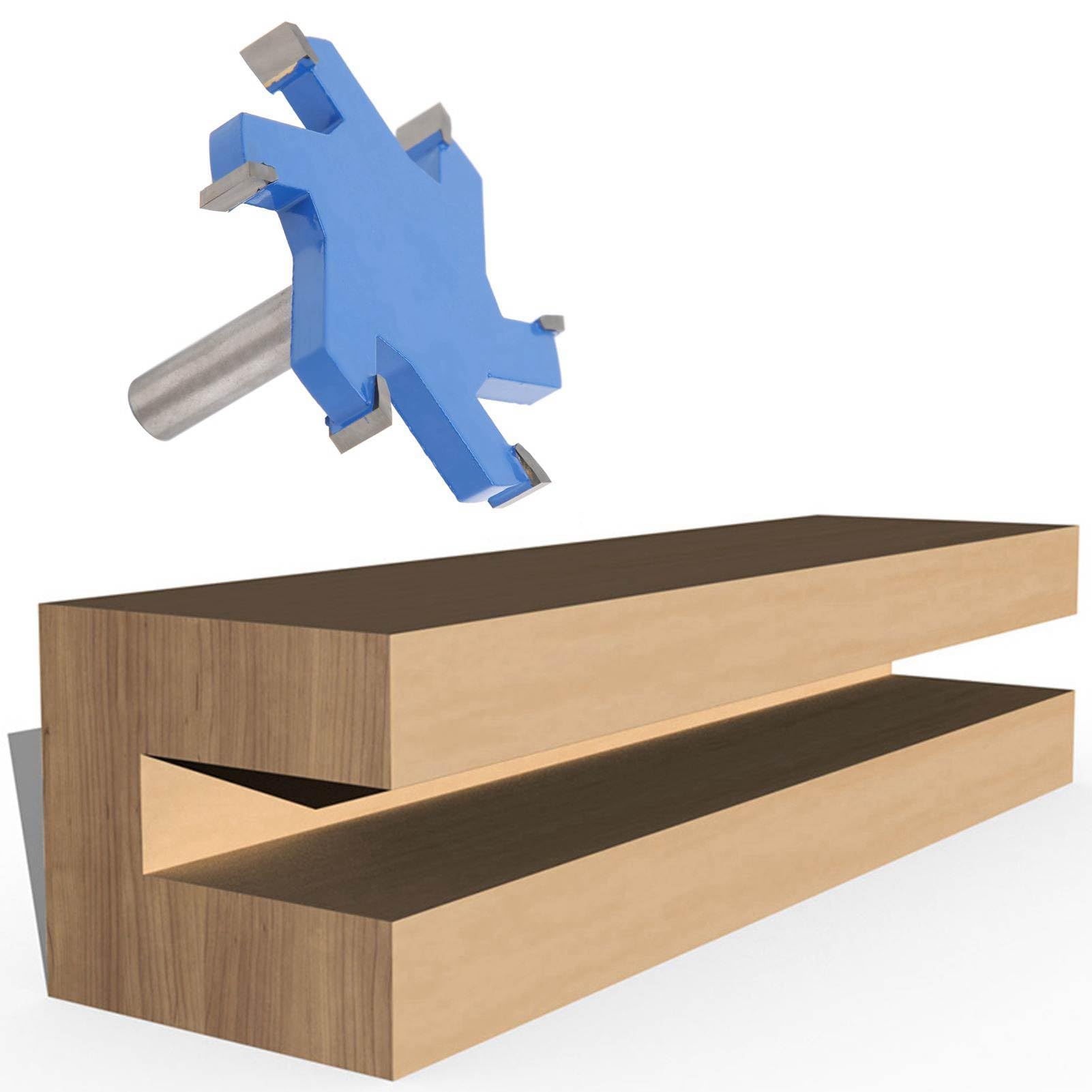 12mm Shank 6 Teeth T Shaped Slotting Router Bit, Woodworking Milling Cutter, Sturdy Wood Cutting Tool with Fine Workmanship, Unique Design, Easy Installation