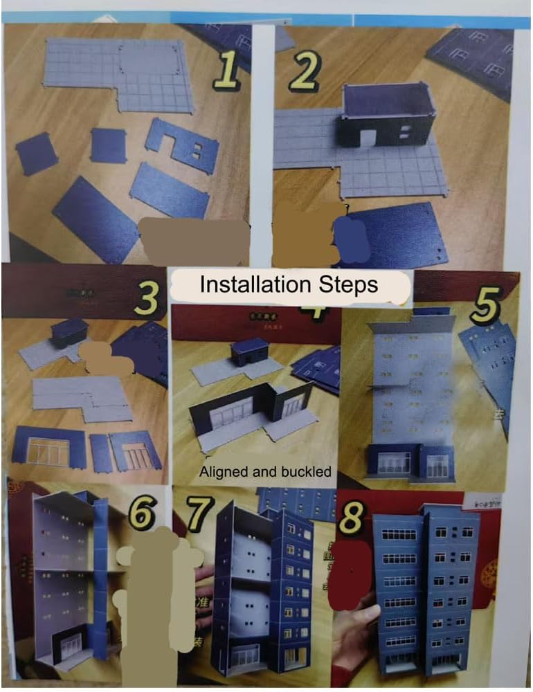 ATINGSHOKB HO Scale Building 1:87 DIY Train Railway Modern Tall Business Buildings Office House Assembled Architectural for Model Train Layout (Gray)
