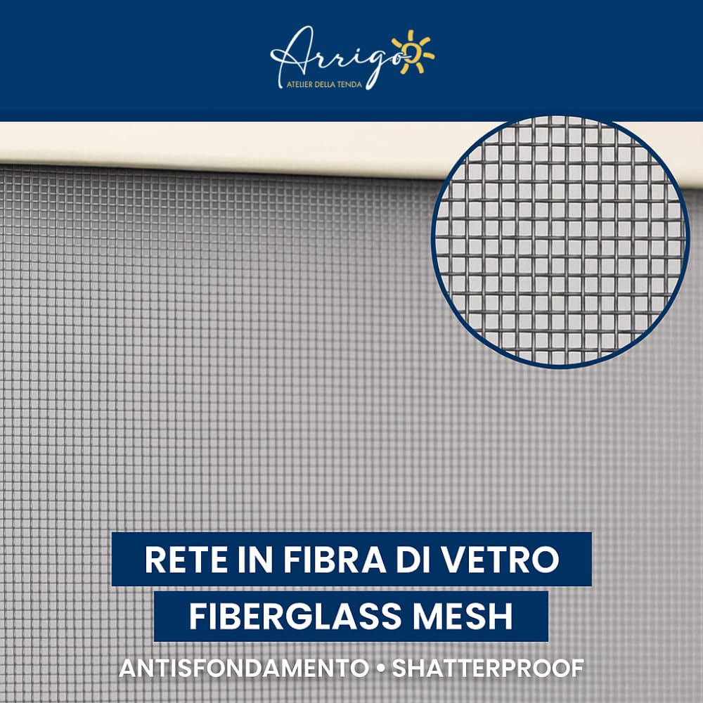 Zanzariera a Molla con Spazzolino antivento | Su misura | Scorrimento Verticale | Cassonetto 42 mm | Telaio in Alluminio Verniciato | Rete in Fibra di Vetro | Made in Italy