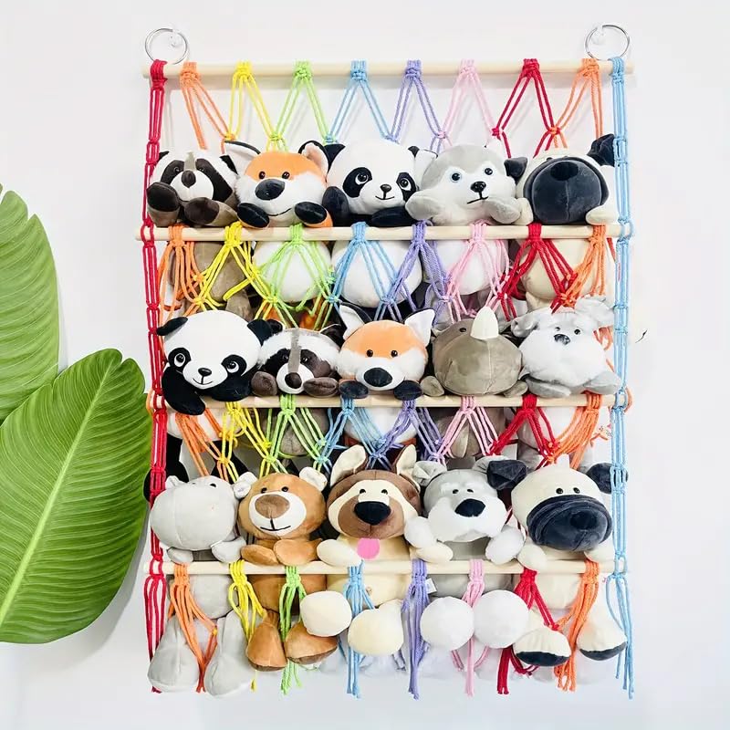Waterlily House - Hammock Organizer Mesh, Bohemian Net Organizer, Toy Storage Hammock Net Organiser, Rainbow Stuffed Animal Hammock Macrame Boho Plush Net (Color Three Layer) (B0CWMDDTBF) Amazon Price History, Amazon Price Tracker