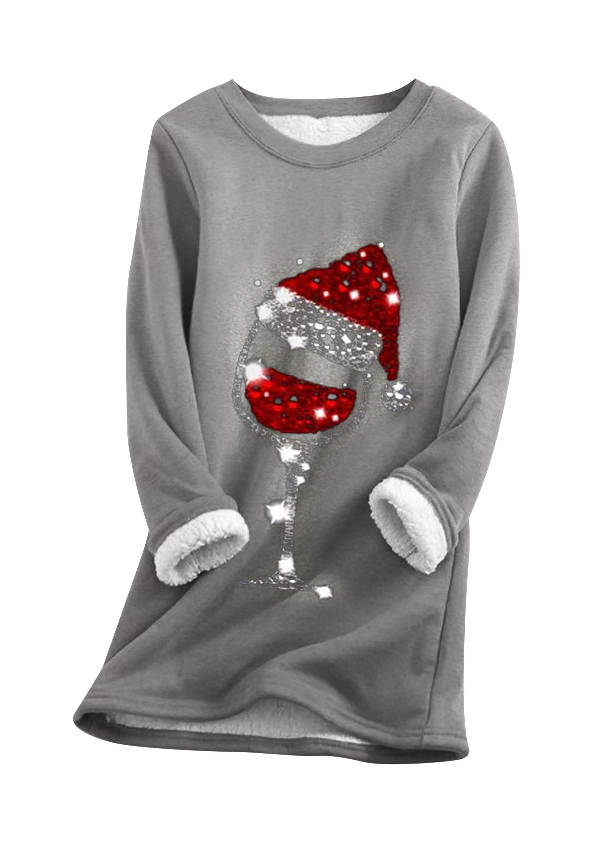 Maglione da donna per il tempo libero foderato per la casa a maniche lunghe girocollo maglione in pile natalizio