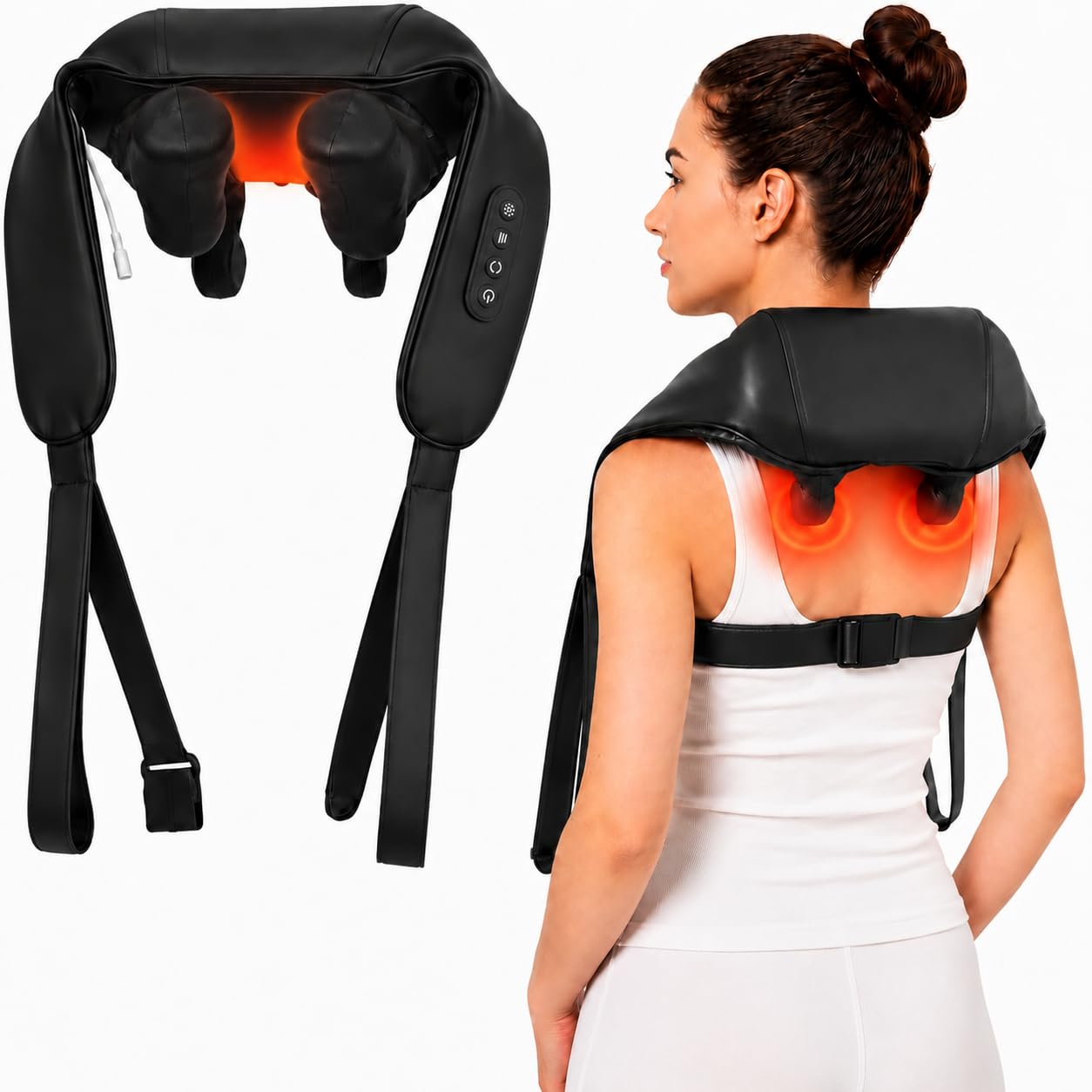 Kabelloses Shiatsu Massagegerät 4D,Nackenmassagegerät mit Wärme, 4D Shiatsu Tief knetende Nackenmassage für Nacken, Schulter, Rücken, Geschenke für Frauen Männer