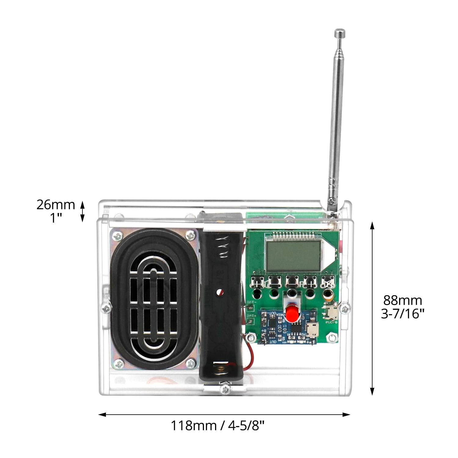 QWORK Zestaw do samodzielnego montażu radia FM, zestaw do samodzielnego lutowania elektroniki, idealny do nauki i nauki, 76,0 MHz – 108,0 MHz, wyświetlacz LCD, baterie nie wchodzą w zakres dostawy