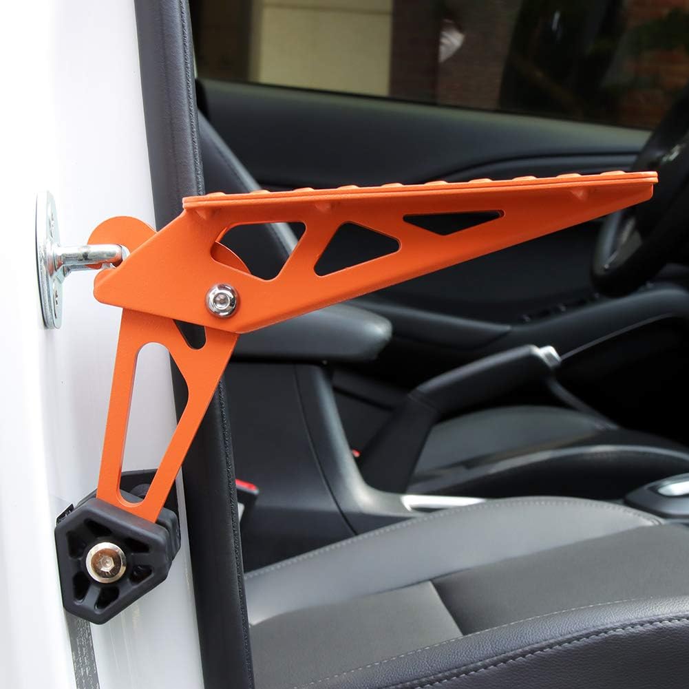 Pedal Puerta Coche, Gancho Plegable para Brazo de Bloqueo, en Forma de U, Fácil Acceso al Techo, Apto para la Mayoría de Vehículo, SUV, Jeep (Naranja)