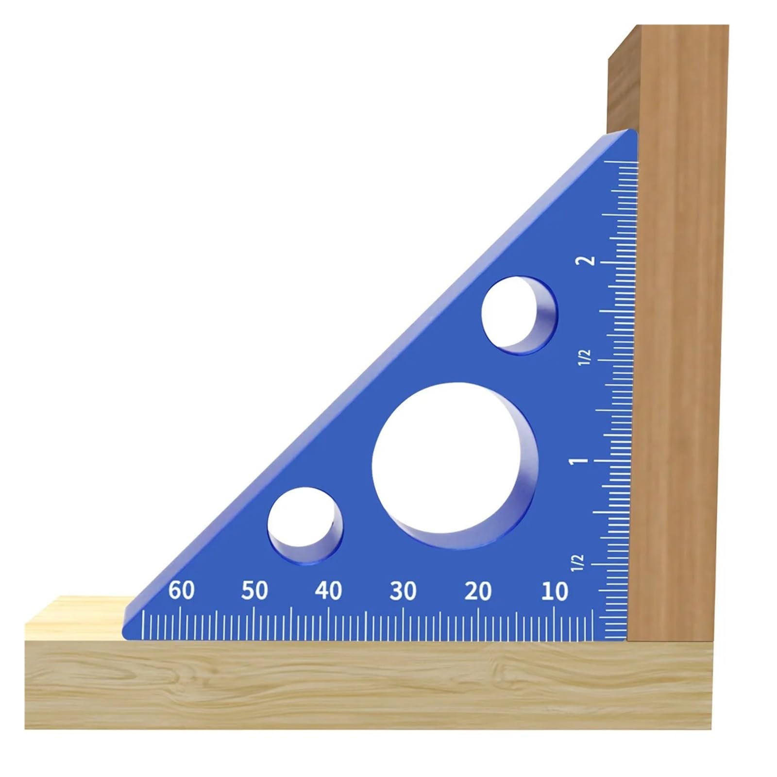 Set di Calibri, Righello angolare in lega di alluminio da 45 a 90 gradi, metrica, squadra for falegnameria, misuratore altezza, utensile manuale fai te(Blauw)