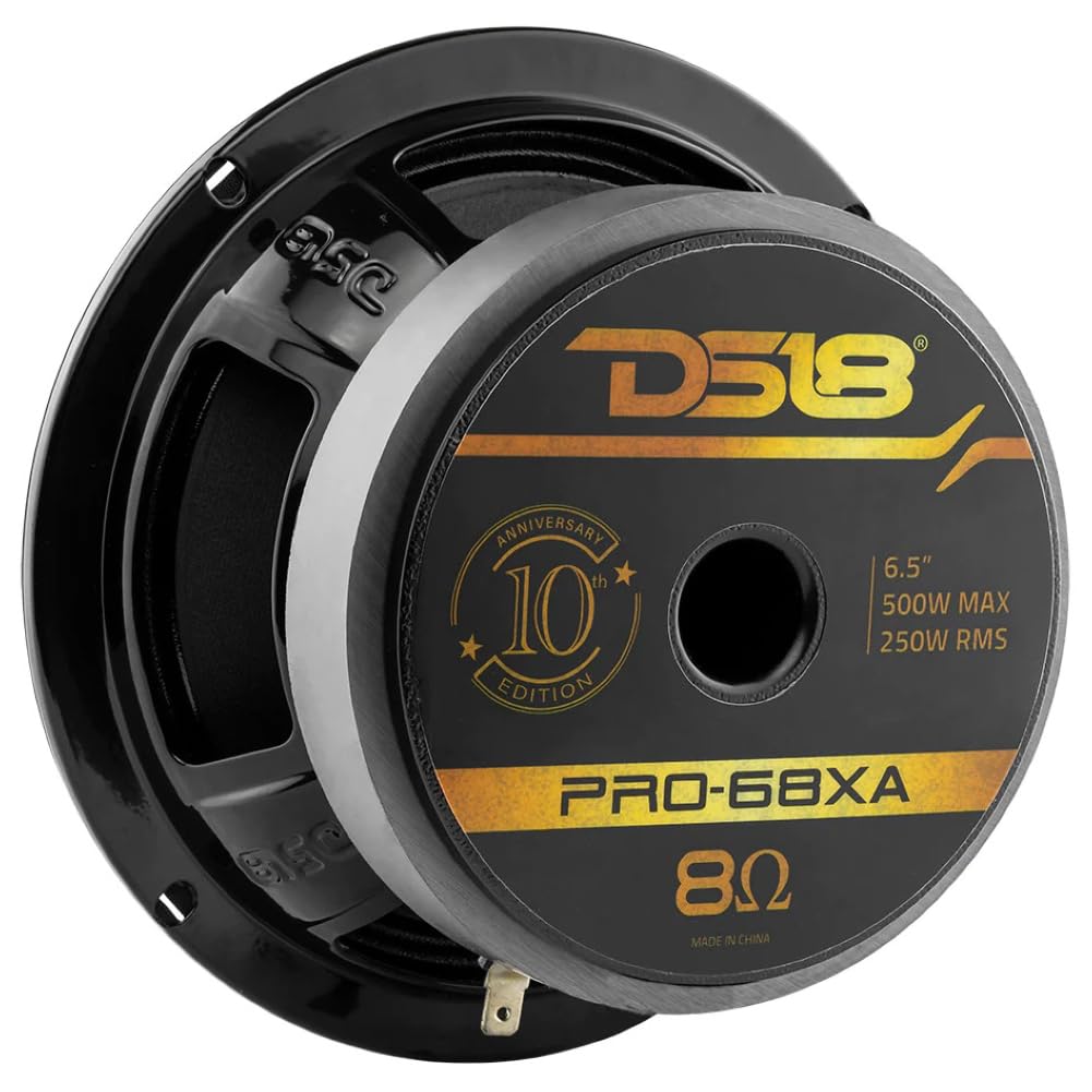 Set pour DS 18 PRO-68XA 1 Enceinte médium Grave, édition 10ème Anniversaire, 16,5 cm 165 mm 6.5", 250 Watt rms 500 Watt Max, 8 ohm, 96 DB, pour la Maison, 1 pièce + Montage faston