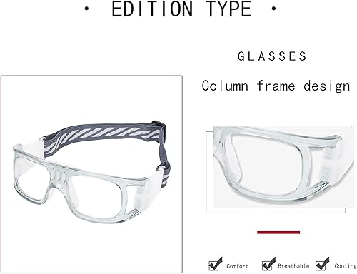 Miniatura 3 de Gafas deportivas para hombre, para raquetbol, baloncesto, fútbol, gafas protectoras, lentes de choque y colisión, reemplazables