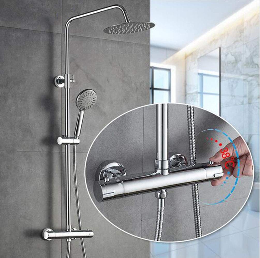 OZBMA Ornaments Bathroom Shower Set Intelligent Thermostatic Faucet 9 inch Head System sculpture