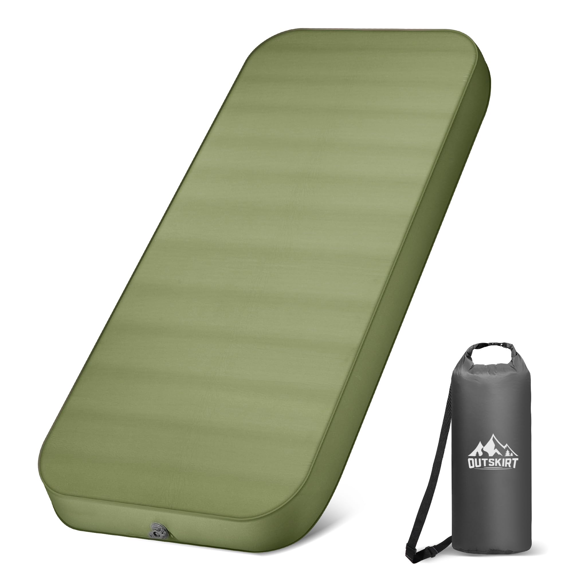 OUTSKIRT Isomatte Selbstaufblasend, 10cm Dick Selbstaufblasbare Luftmatratze Mit Pumpsack, 9.5 R-Wert Camping Matratze, Camping Schlafmatte FüR Wandern, Reisen, Auto Und Zelt, 4-Jahreszeiten-Modell