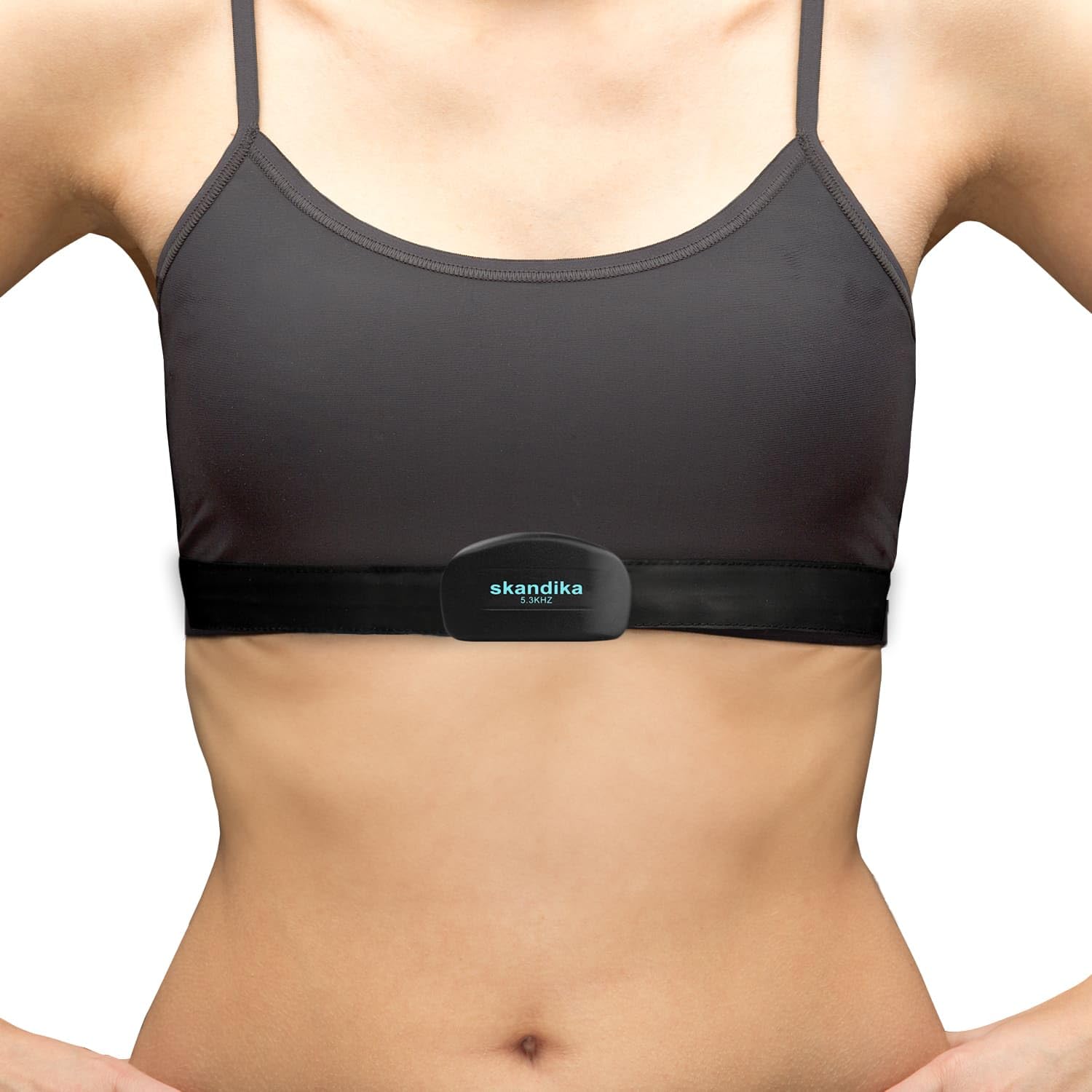 Skandika Brustgurt Pulsmesser uncodiert 5,3 kHz | Herzfrequenzmesser für Sportgeräte, Pulsmessung, kompatibel mit Fitnessgeräten, Funkempfänger, größenverstellbar | Pulsgurt Sport Fitness