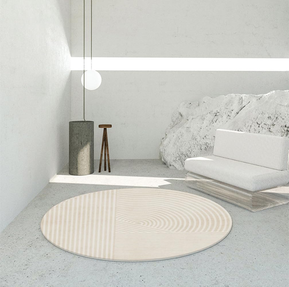 Alfombra de noche de 300 x 300 cm de pelo bajo con parte inferior antideslizante para mesa de sofá, sala de estar, cocina, baño, alfombra redonda lavable para decoración del hogar
