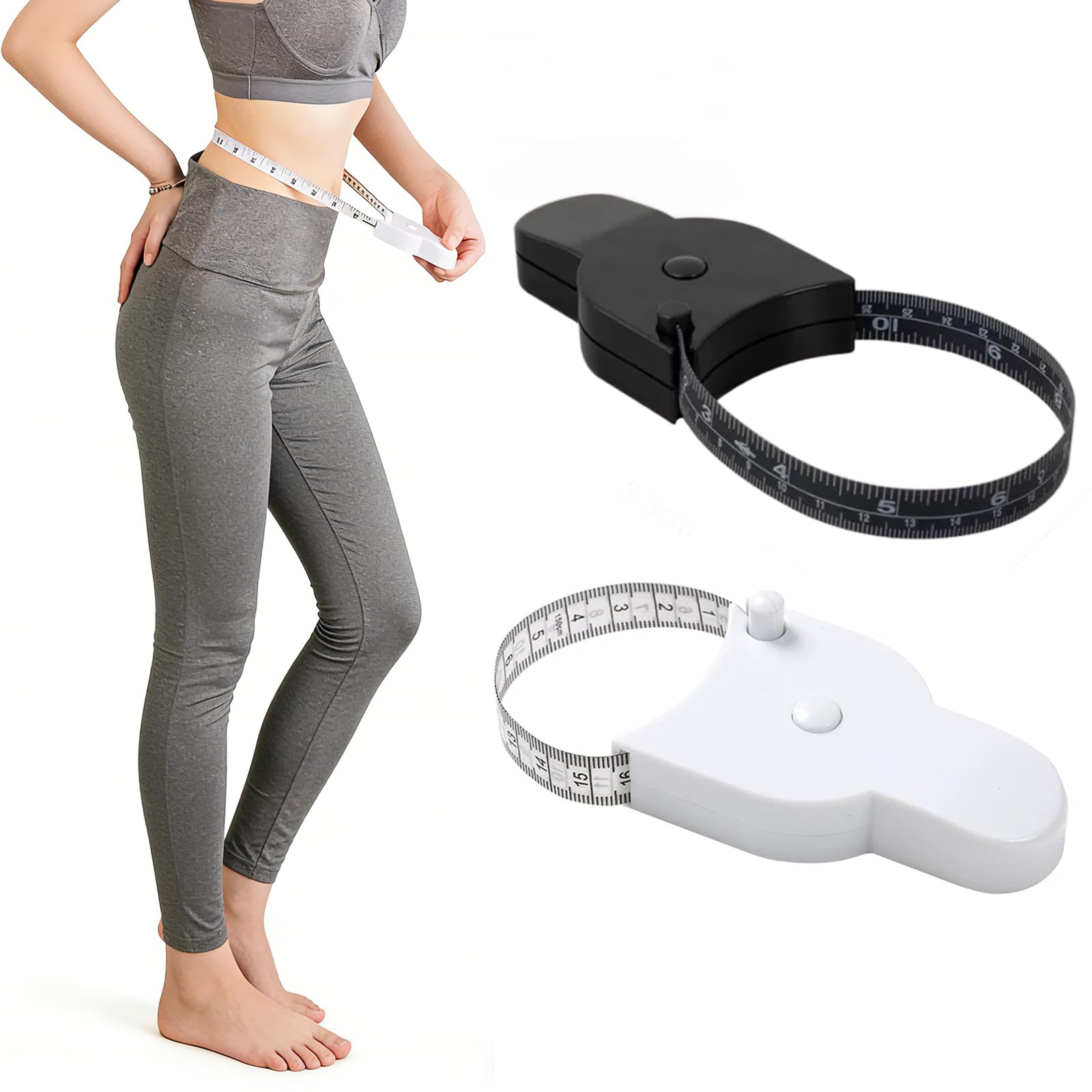 2 Piezas Cinta Medir Cuerpo, Cinta Metrica Corporal, 150cm Retráctil para Cintura, Pecho, Caderas, Brazos Y Muslos