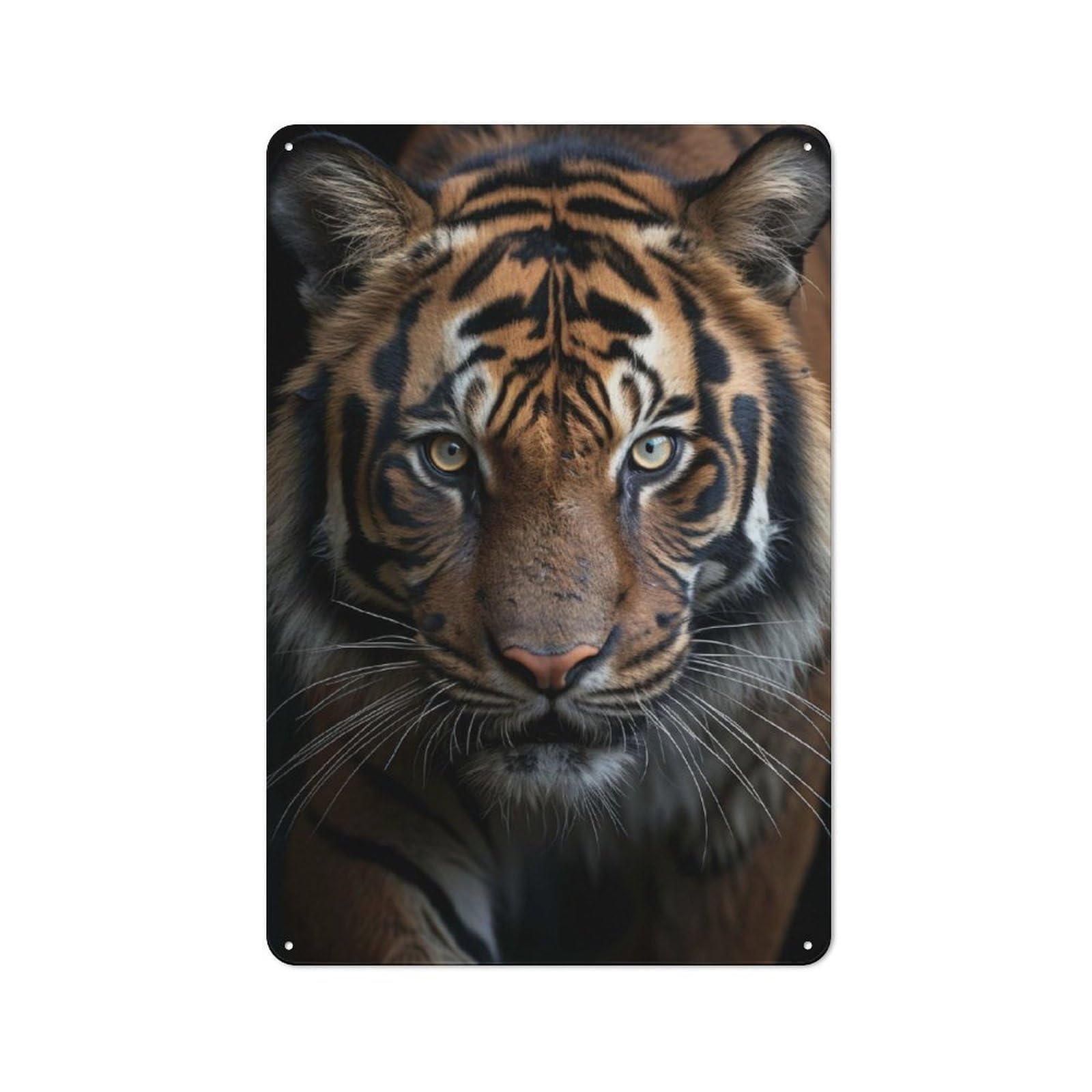 Junmoney Cool Tiger Portrait Industrial Tin Wall Sign 30X20cm Featuring Urban Room Decor For Workspace, Cafe, Hallway Or Garage