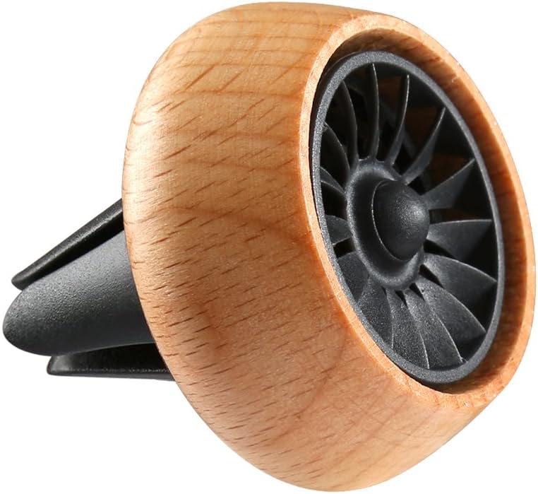 Wood Car Fragrance Diffuser Vent Clip Air Freshener Essential Oil Prume Aromatherapy Air Purifier with Aroma pieces replacement (Beech)
