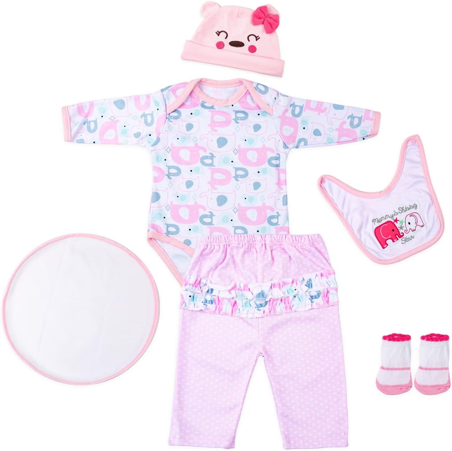 CARANOVO Reborn Baby Doll Clothes 22 inch Pink Elephant