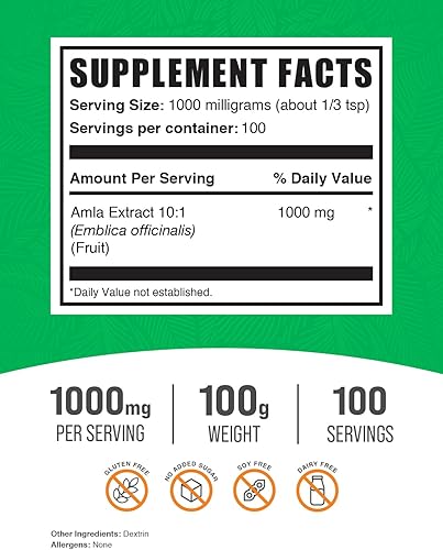 Miniatura 2 de BulkSupplements. com Amla Extract Powder - Amla Powder - Amla Powder para el crecimiento del cabello - Suplemento Amla - Polvo de grosella espinosa