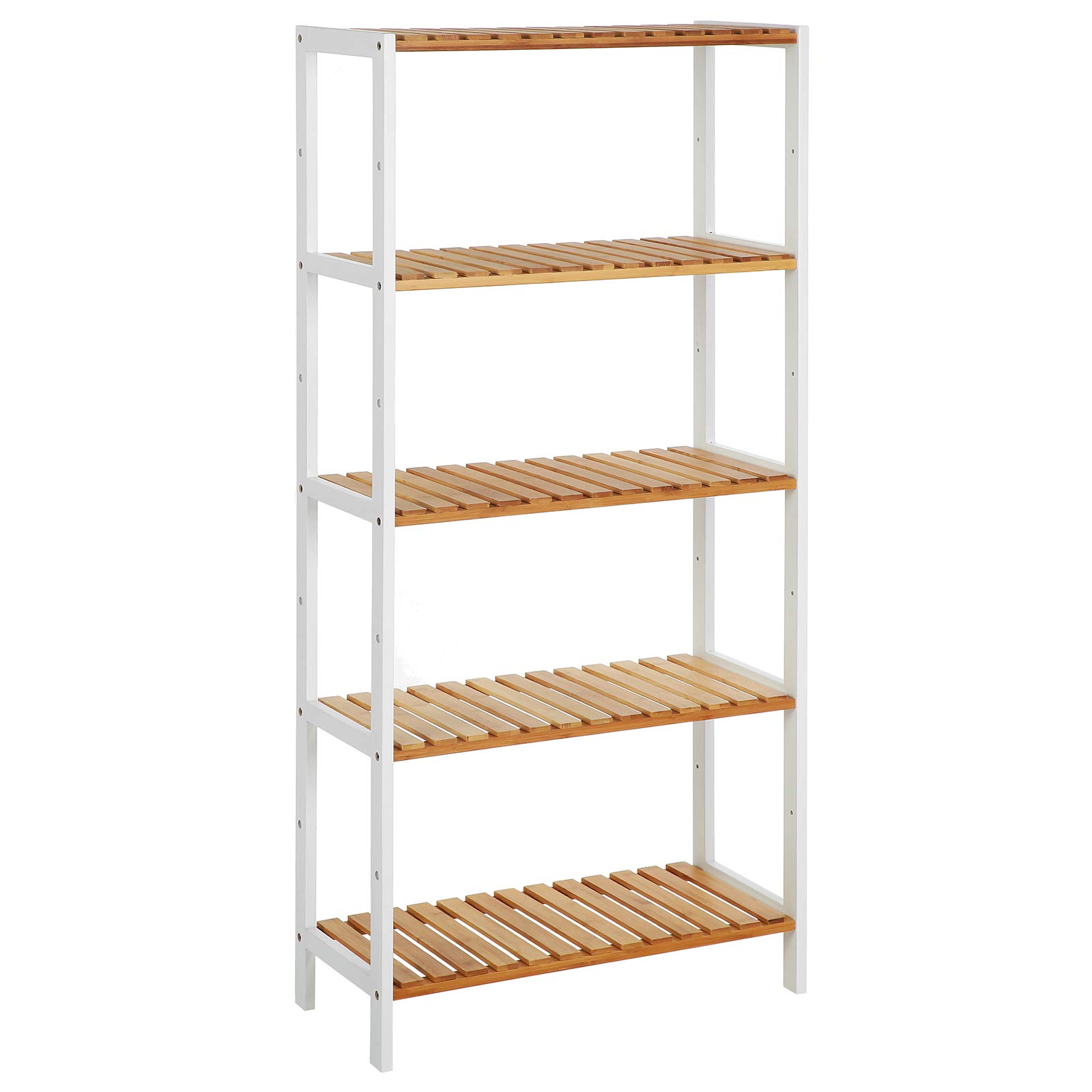 SONGMICS 5-poziomowa półka łazienkowa, bambusowa, 60 x 26,2 x 130,9 cm