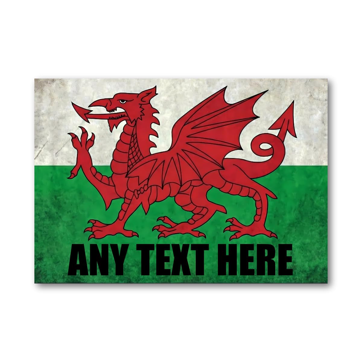 Personalised Welsh Dragon Aluminium Plaque for Home Bar Hallway Workshop Garden - Vintage flag artwork with bold typography heraldic metal sign for house