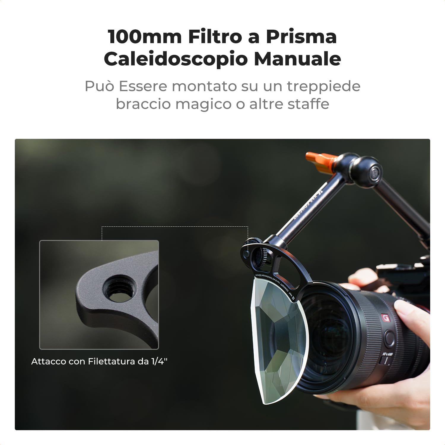 K&F CONCEPT Nano-Basic 100MM Filtro per Obiettivo a Prisma Caleidoscopico, Prisma Filtro Effetti Speciali in Vetro Ottico con 3 Panni di Pulizia