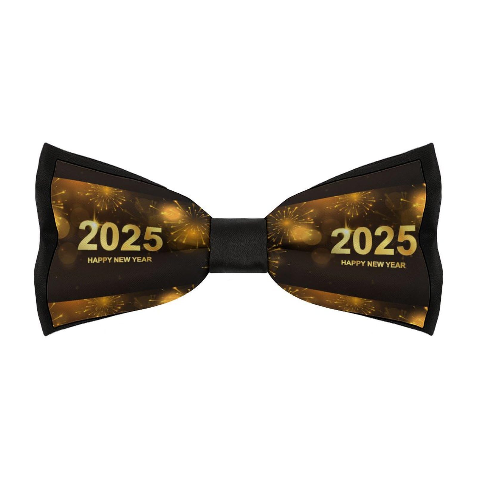 Jyyau Happy New Year 2025 Bow Tie Adjustable Necktie For Men Business Fashion Pre-tied Tie Neckwear Novelty Accessory For Weddings Party Festival