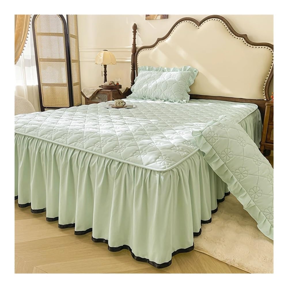 Gonna letto trapuntata con volant, copriletto matrimoniale, copriletto king size, lenzuola per materasso (senza federe) (Tianlan, King 180x200cm 1pz)