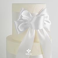 Vista 4 de MEEDEE - Cinta de satén blanca de 2 pulgadas, cinta blanca de lujo de doble cara de 25 yardas, cintas de seda para envoltorios de regalo