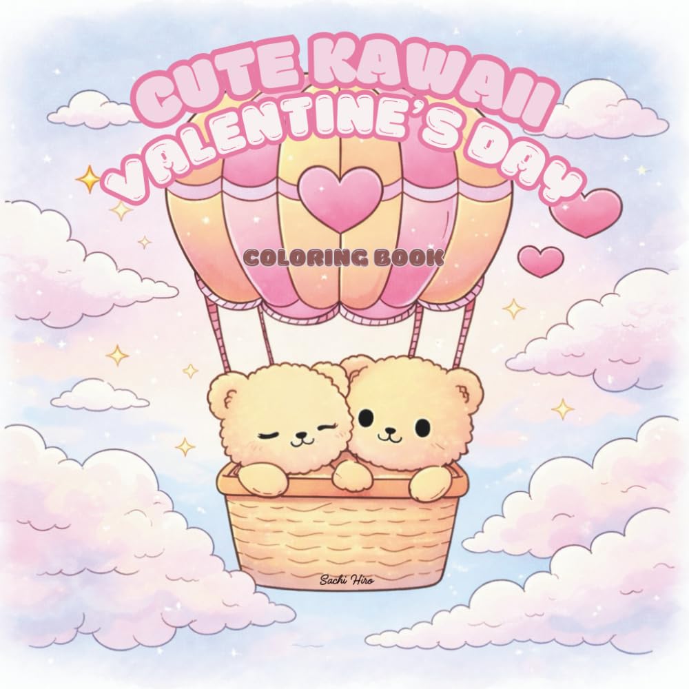 Cute Kawaii Valentine's Day Coloring Book: Adorable Baby Animals in Cozy Valentine Scenes for Relaxing and Easy Coloring (Calm Moments)