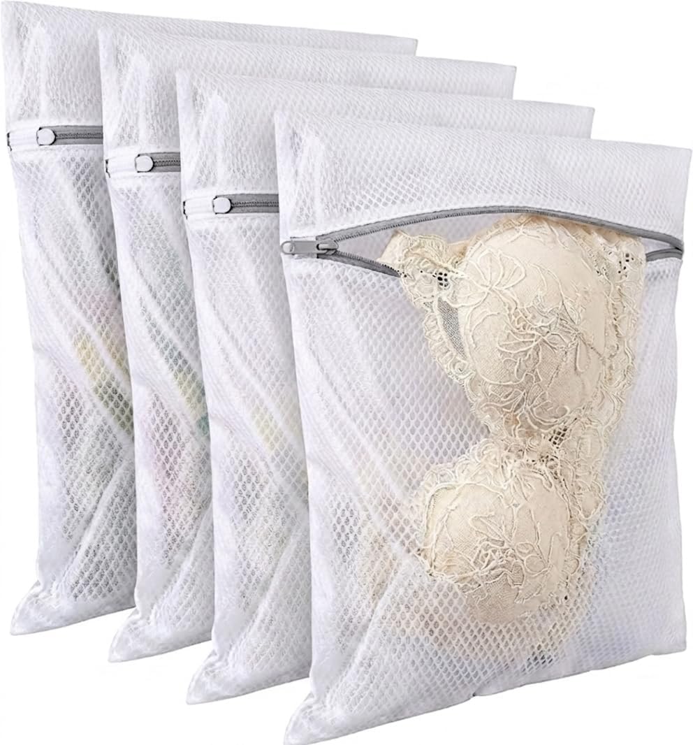12x16 Small Mesh Laundry Bags for Delicates, 4-Pack – for Lingerie, Bras, Socks & Swimwear – 120GSM Honeycomb Mesh Protects Delicates in Washer & Dryer
